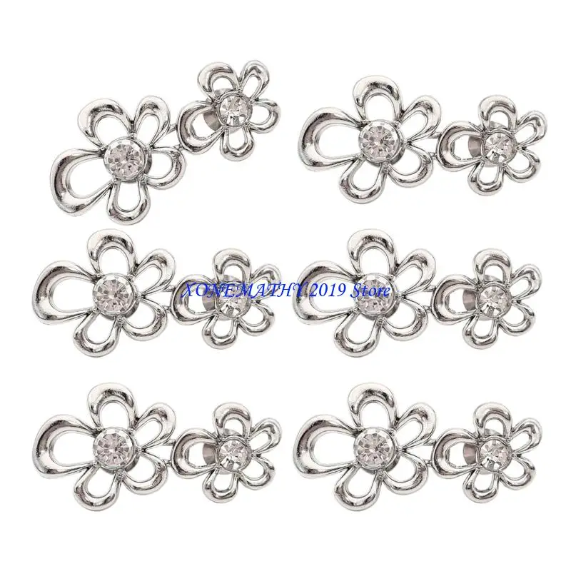 F42F 6 قطعة أنيقة زهرة الخصر تشديد زر الجينز السراويل الخصر السحابة كليب مشد للخصر لتعديل الخصر