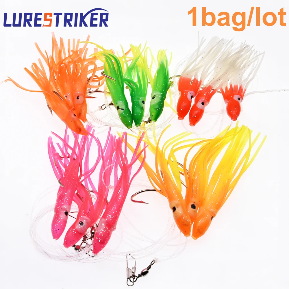 1 Packung Haken Größe 8/0, Angelrigs für Schnapper, Meeresgrouper, rosa Segelfischköder, Grundköder, künstlicher Tintenfisch, Oktopus, Sabiki-Rigs, Köder