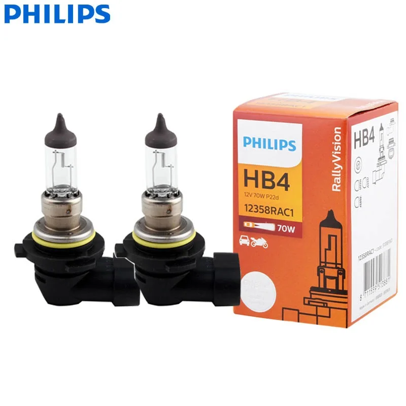 PHILIPS RallyVision HB4 9006 12V 70W P22D Authentic Off-Road Super Bright Automotive Halogen Lamp, Car Headlight Fog Light,1/2X