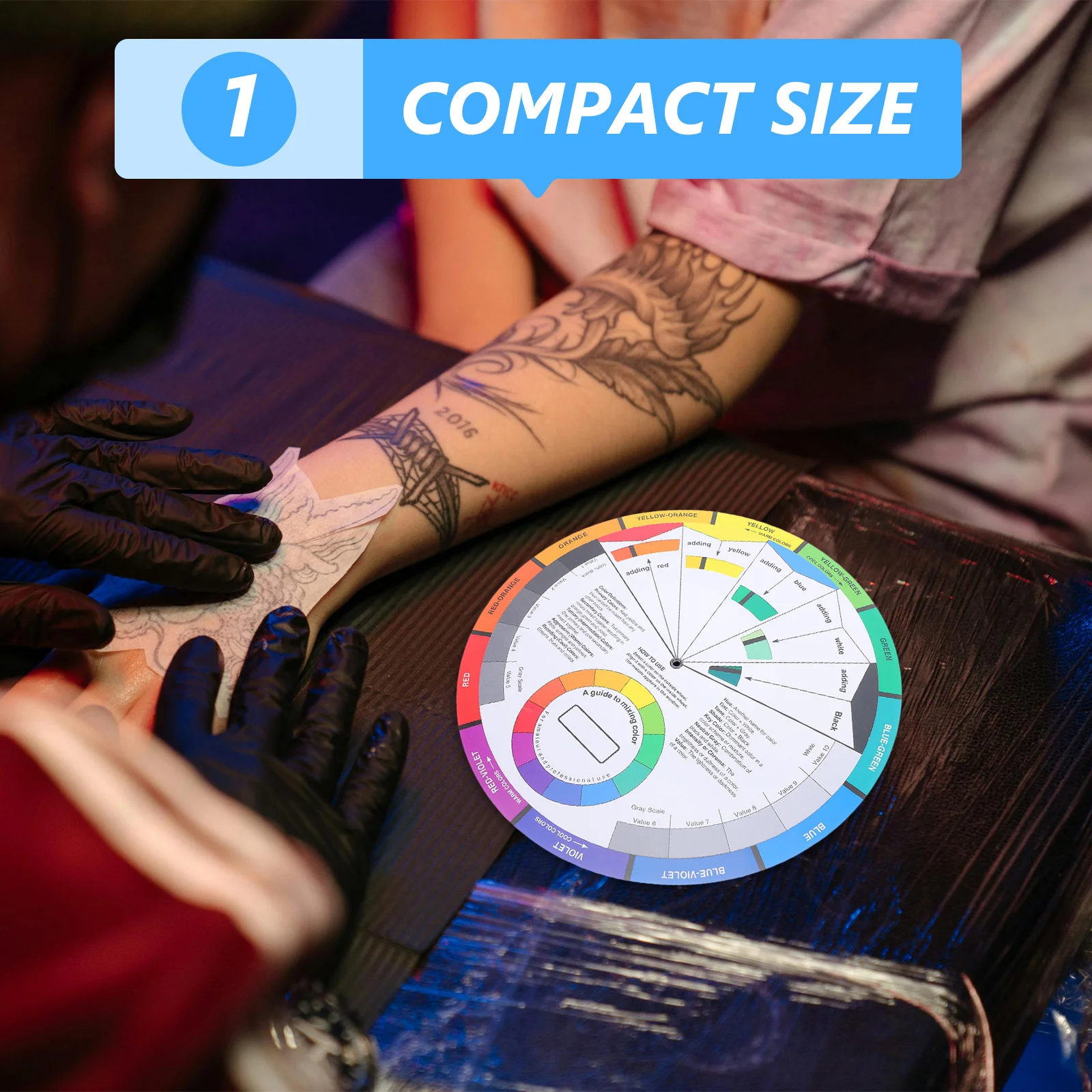 

Professional Color Wheel for Tattoo Artists Pigment Matching Tool Round Design Easy to Use Central Circle Ideal for Harmonious