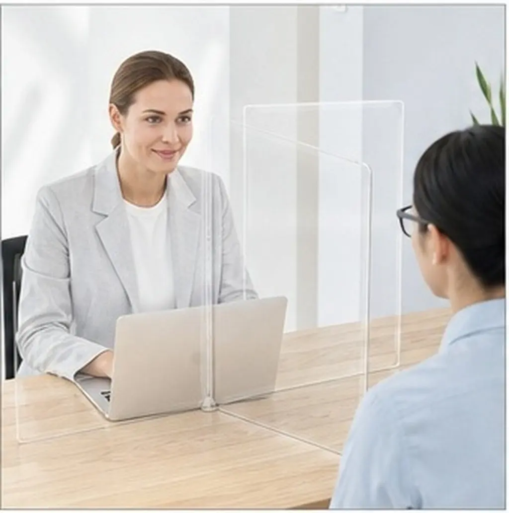 Clear Acrylic Desk Divider Privacy Panel for Office, Home & Study – 1 Set