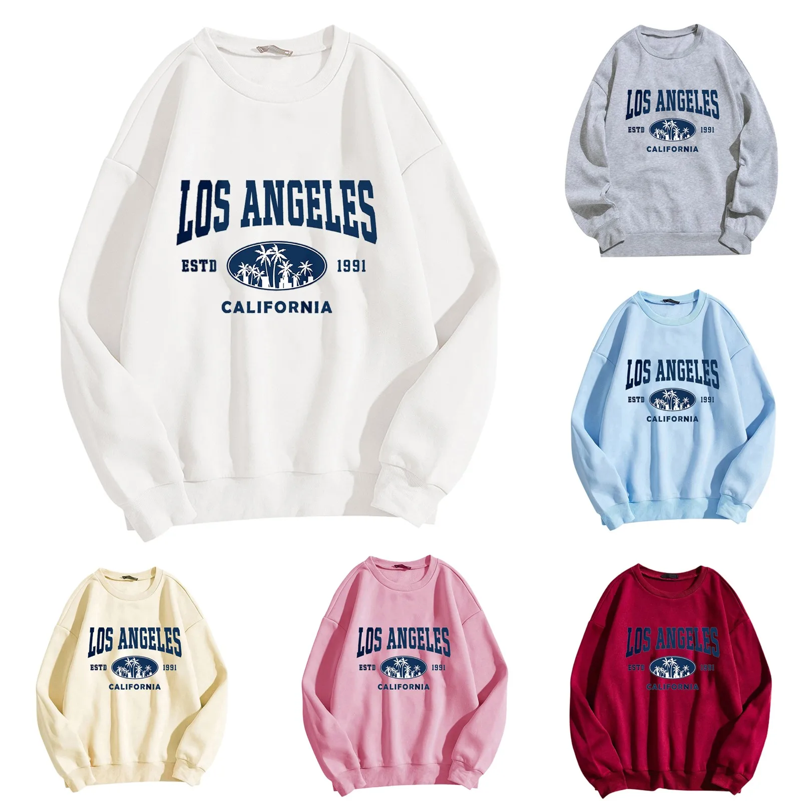 

Women's Sweatshirts No Hood Fleece Ladies Casual Printed Long Sleeve Round Neck Sweatshirt Top 1 Piece Outfits Women