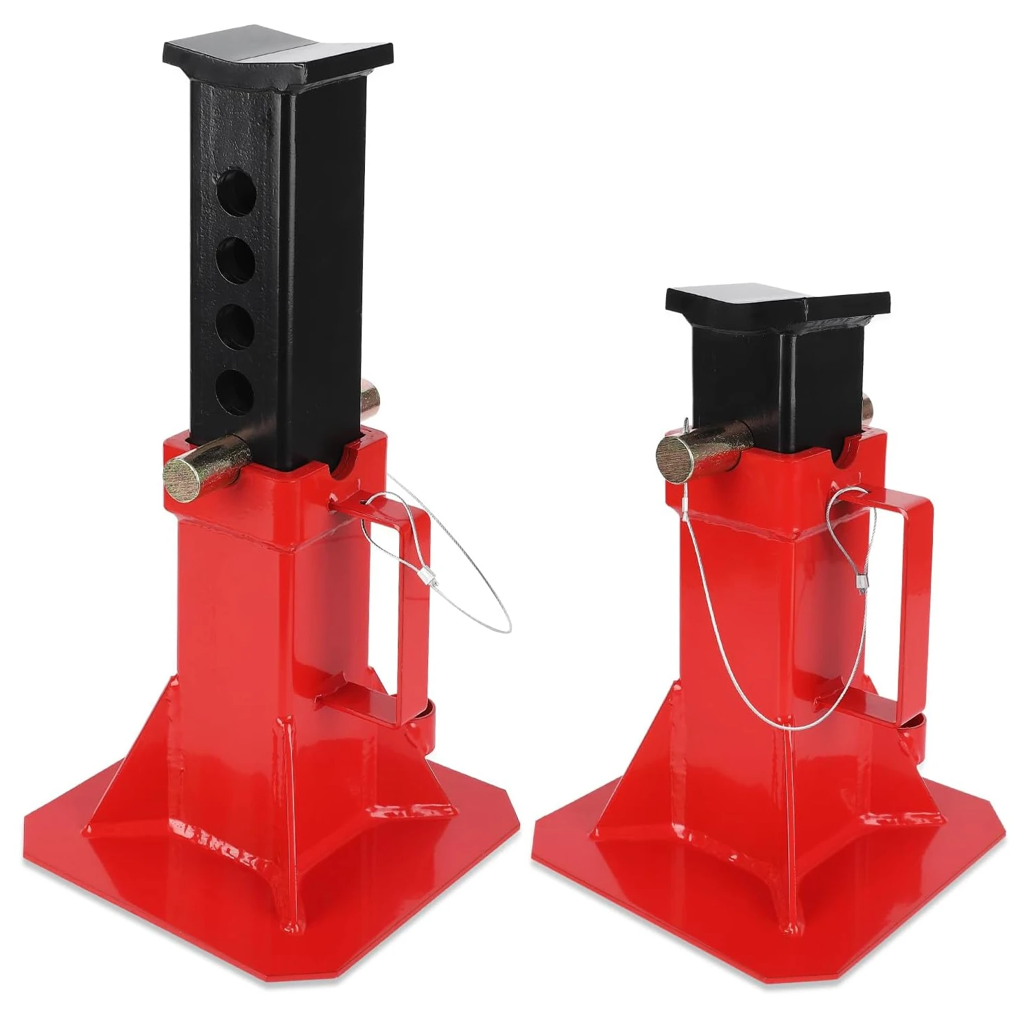 Car Jack Stands Steel 12 Ton Capacity Red Heavy Duty Pin Type 1 Pair with Lock, Adjustable Height 11"-18"