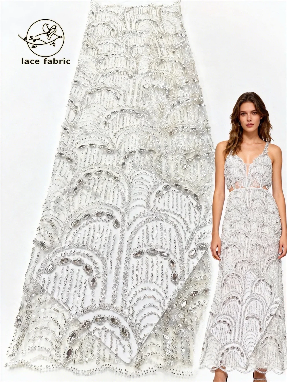 

Luxoury High End Stones Embroidered Tulle Handmade Sequins Groom Net Lace French Party Evening Dresses Wedding Mesh Fabric Diy