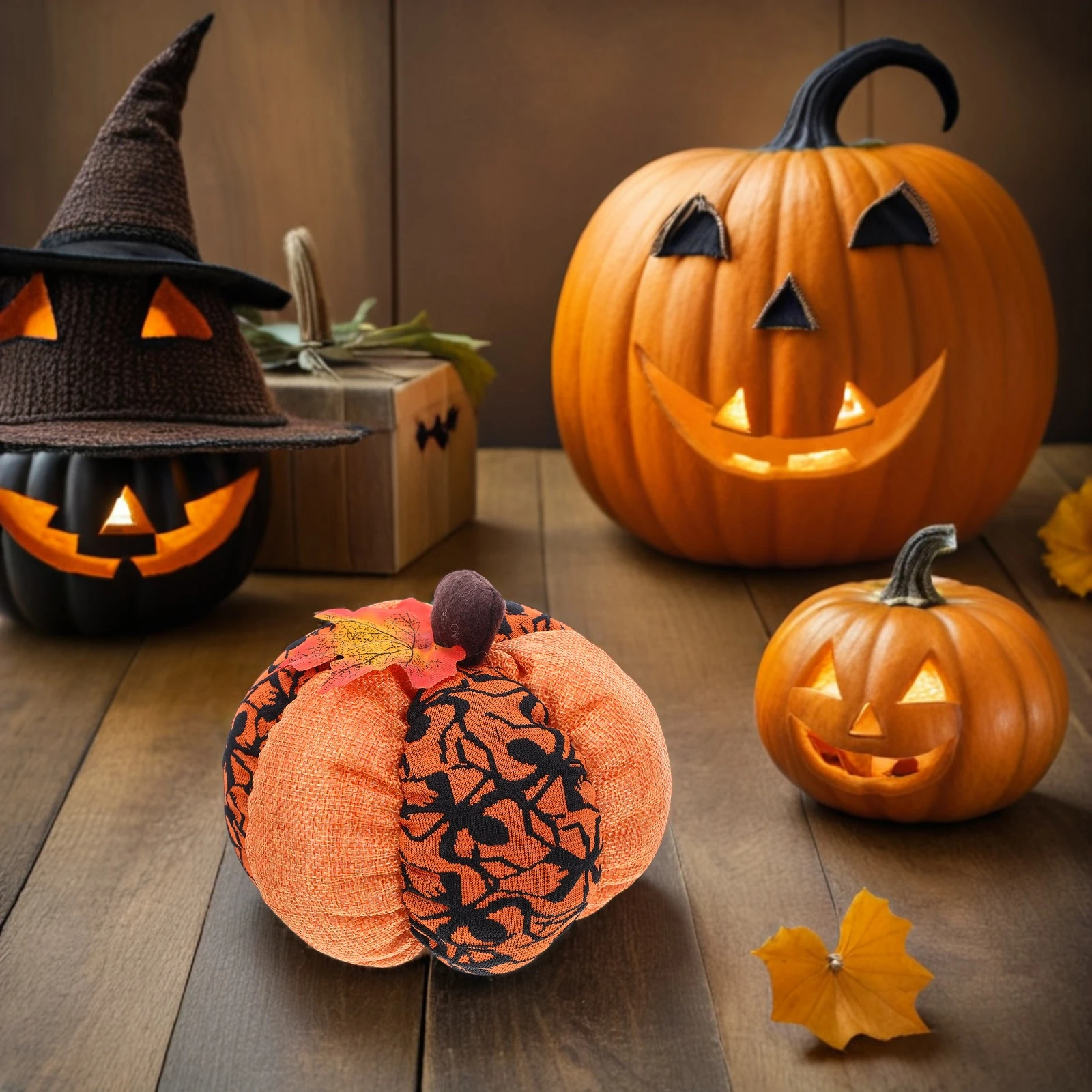 

Fabric Simulation Pumpkin Ornaments With Faces Soft Pp Cotton Filled Halloween Party Decor Fall Table Centerpiece Sturdy Fade