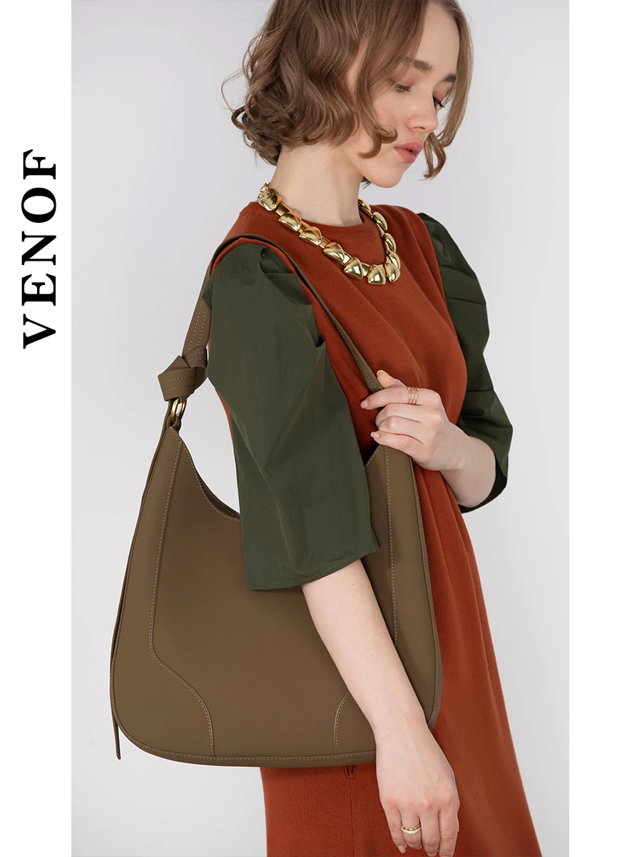 VENOF 2024  Tote Bag for Women New Fashion Handbag Genuine Leather Women\'s Shoulder Bags Large Capacity Purse Casual Female Bag