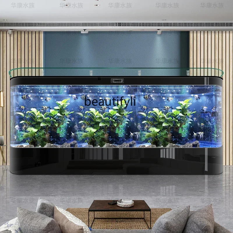 Living room large new double round wall large back filter ecological landscaping Jinlong fish tankHY