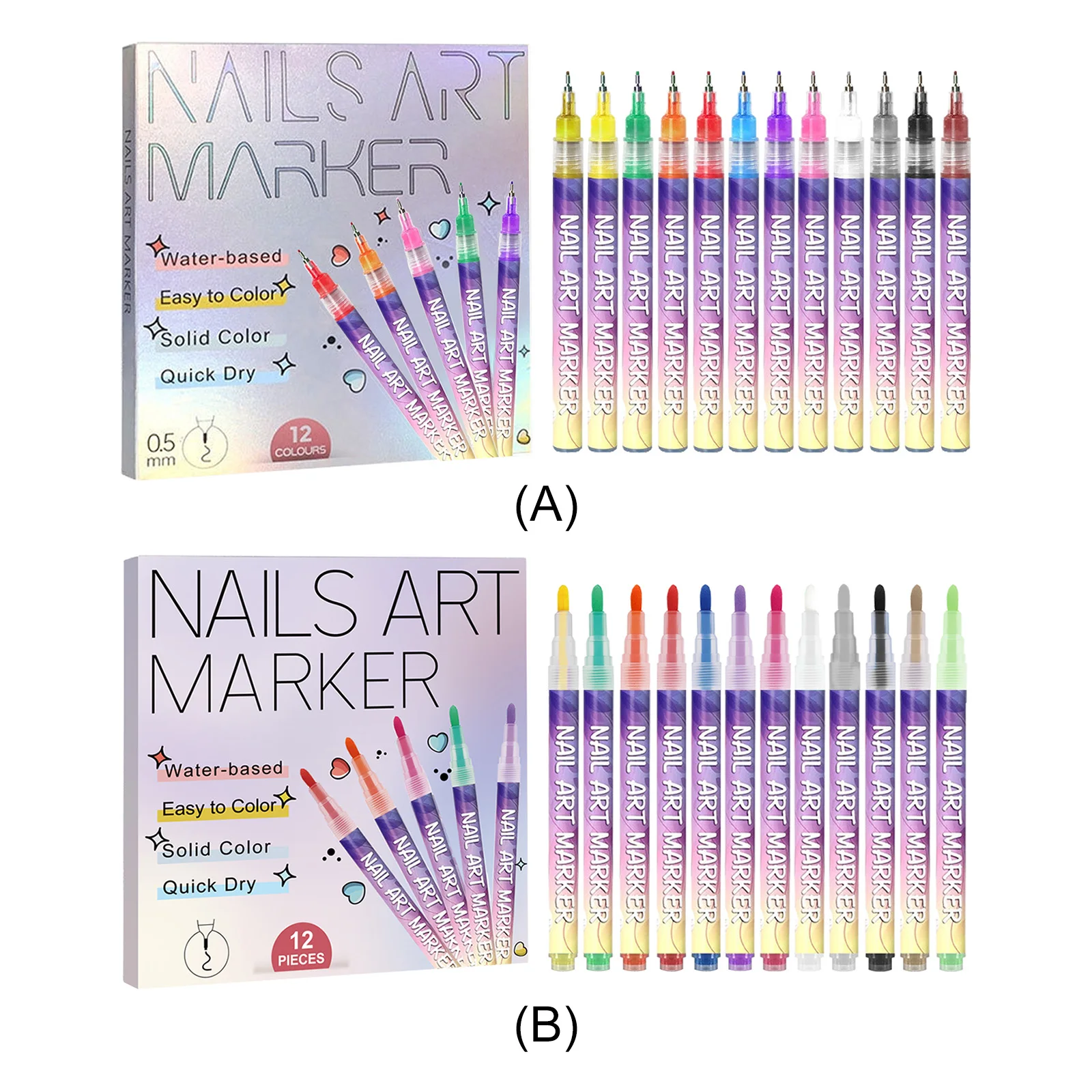 12 Colors Point Liner Pen DIY Drawing Painting Liner Brush for Nail Art Beauty Adorn Manicure Tools