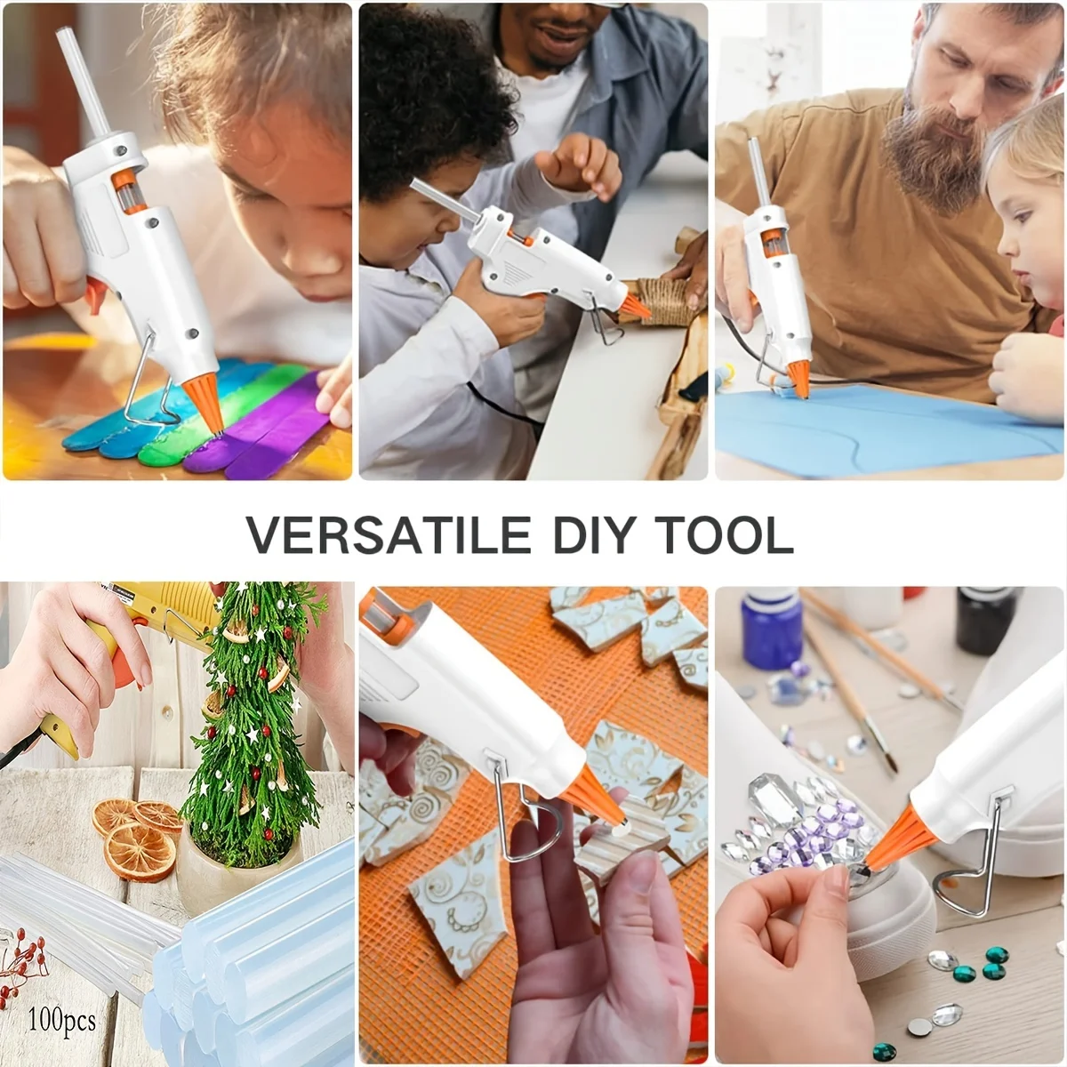 Mini Hot Glue Gun Kids Crafts / 30Pcs Glue Sticks and Stand Hot Melt w/No Drips, Protection Switch Low Temp for Arts Glue Gun