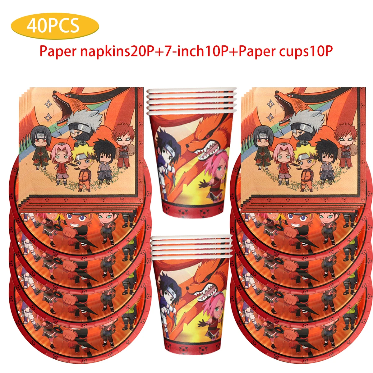 

KAYOU Naruto Birthday Party decoration Tableware disposable Paper plates Paper towels tablecloth Party ecorations Arrangement