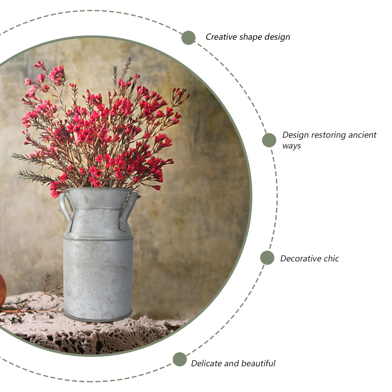 

Rustic metal Flower Vase Vintage Iron Bucket Flower Vase Iron Art Dried Flower Fresh Flower Bucket Stylish Flower Vase home deco