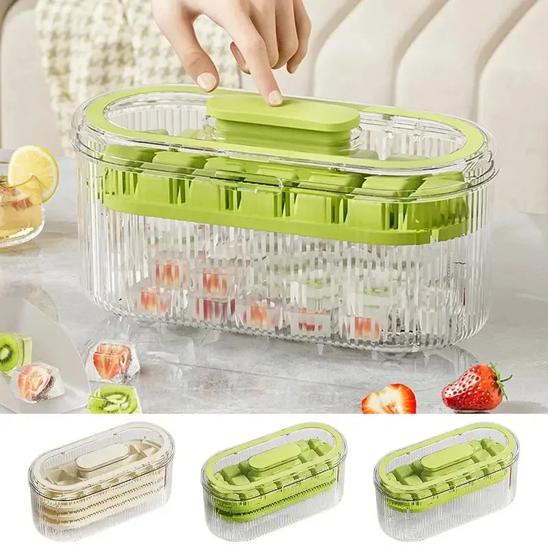 

Pressed Ice Tray Mold Ice Tray Ice Box With Lid Ice Storage Box Frozen Ice Cube Model Homemade Refrigerator Frozen Ice Cubes