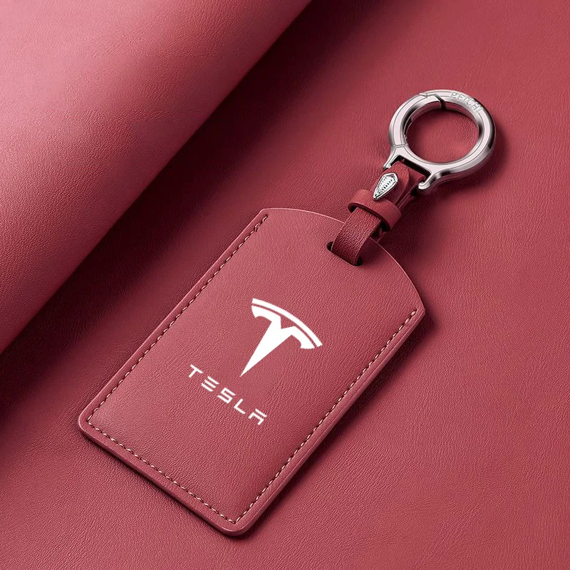 

Leather Car Smart NFC Card Key Case Protector Shell Fob Cover For Tesla Model 3 Model S Model X Model Y Keychain Accessories