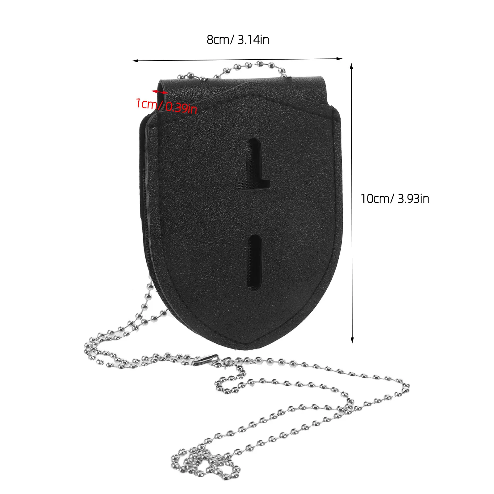 Police Badge Holder with Chain PU Leather Sheriff Badge Protection Case, Portable Commemorative Medal Storage Neck Wallet