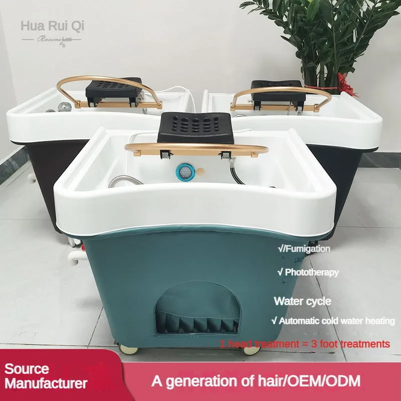 Thai head treatment basin constant temperature fumigation, massage beauty salon SPA mobile water circulation massage table