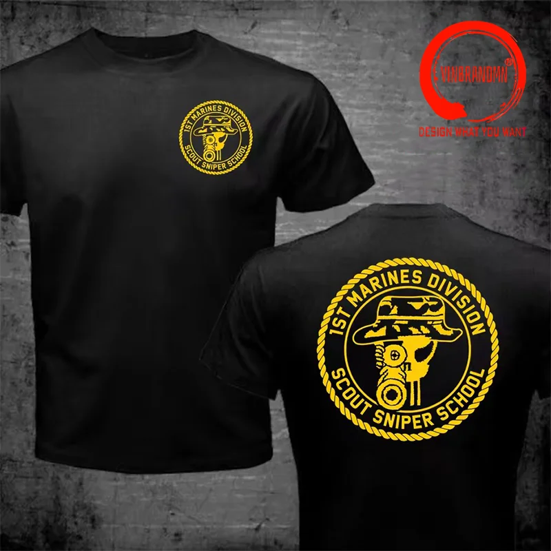 Scout Sniper School 1st Marines Division T Shirt Men Fashion Casual T-Shirt Stylish Clothes Trendy Clothing Men's Tops Tee Shirt