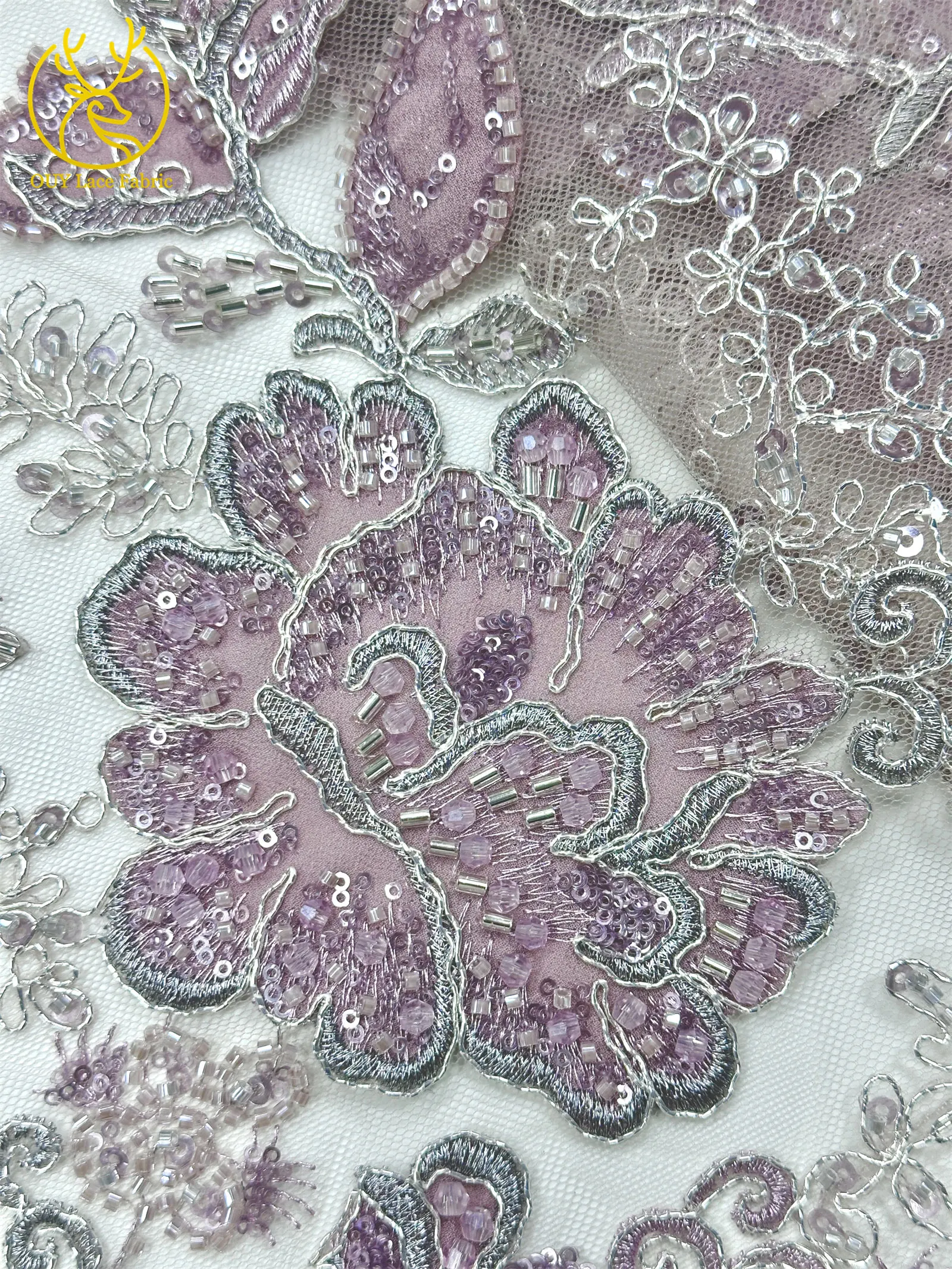 Luxuriöser nigerianischer handgefertigter bestickter Perlen-Spitzenstoff, 5 Yards, französischer Pailletten-Tüll-Spitzenstoff für Partykleider, DIY-Nähen – Detail 18