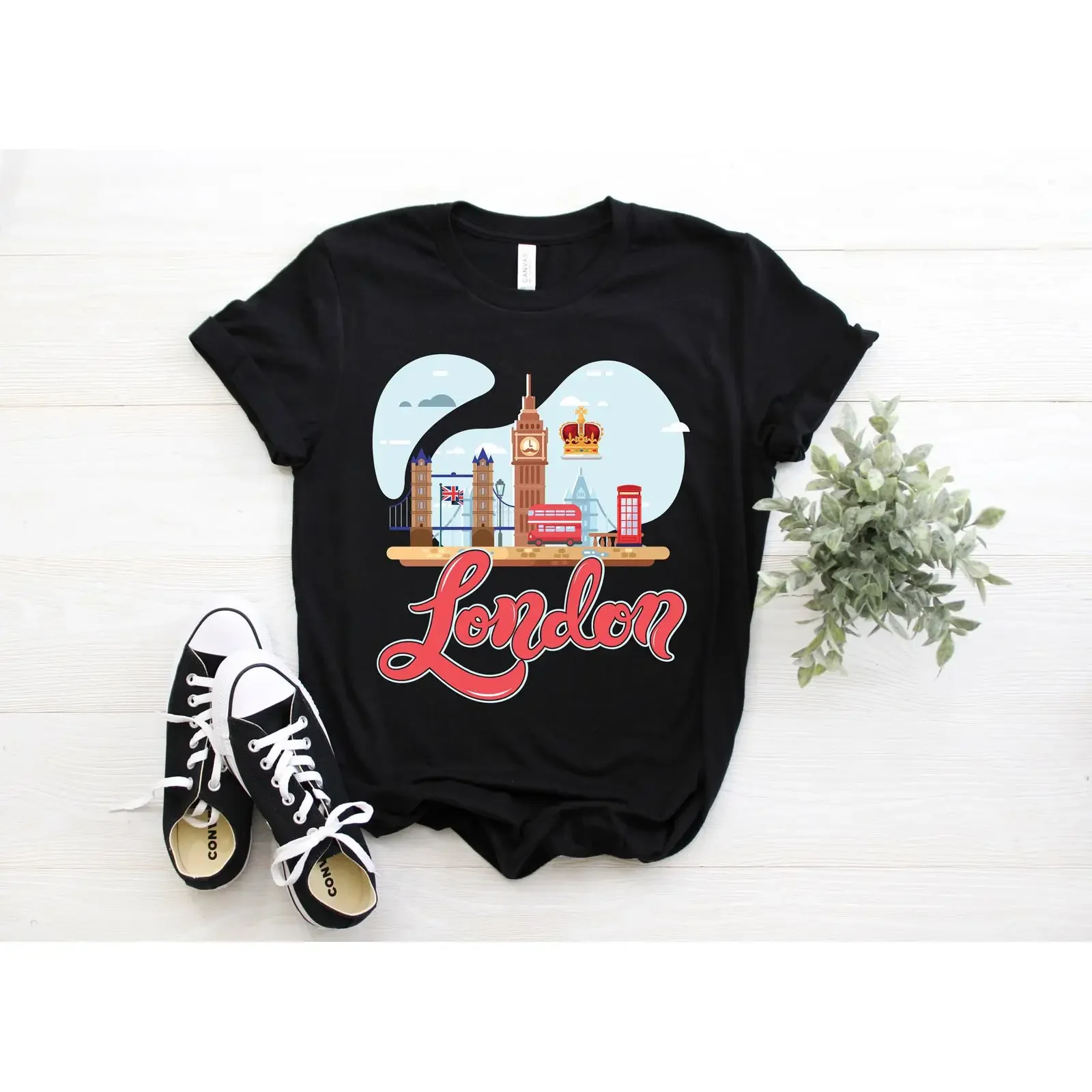 London Souvenir T Shirt Vintage British Flag Monument Art England Travel  vintage Washed Comfortable Stylish streetwear