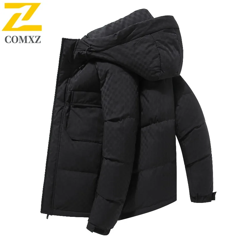 COMXZ Men Down Jacket Classic Solid Color Warm Design Travel Windproof Outing Cotton Padded Jacket Lightweight Winter Padding