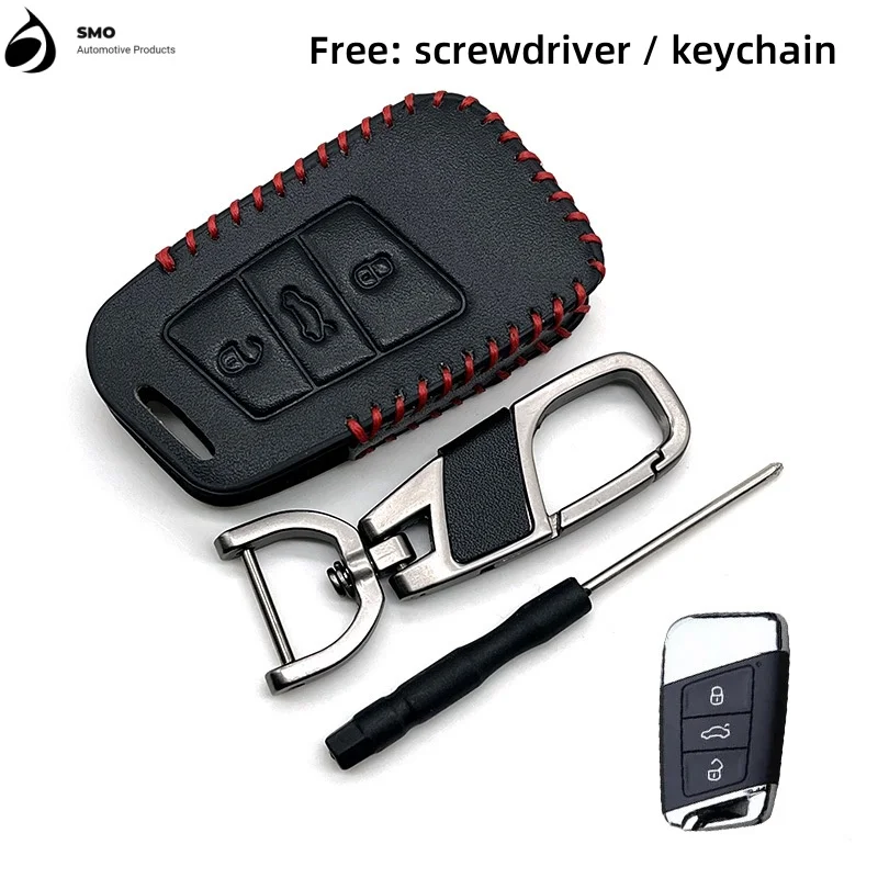 

For Volkswagen Key Holder Lavida Lamando Bora Tiguan T-ROC Magotan Passat Tharu Dermis Hand-sewn Key Bag Key Protecto