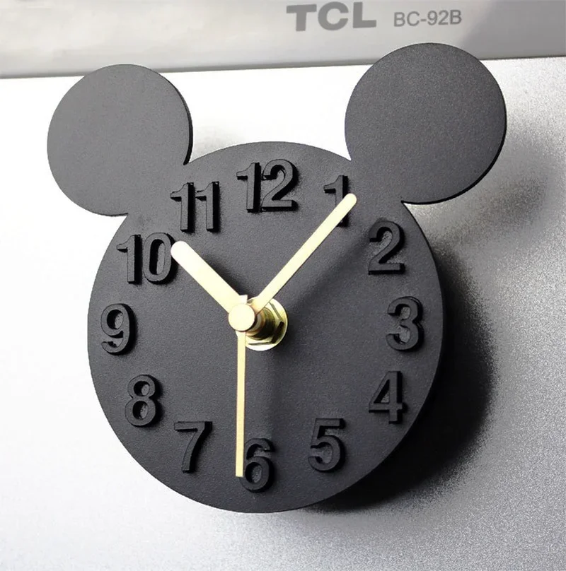 Disney-Reloj de pared 3D de Mickey Mouse, pegatinas creativas de dibujos animados, Relojes de pared, arte extraíble, decoración del hogar, sala de