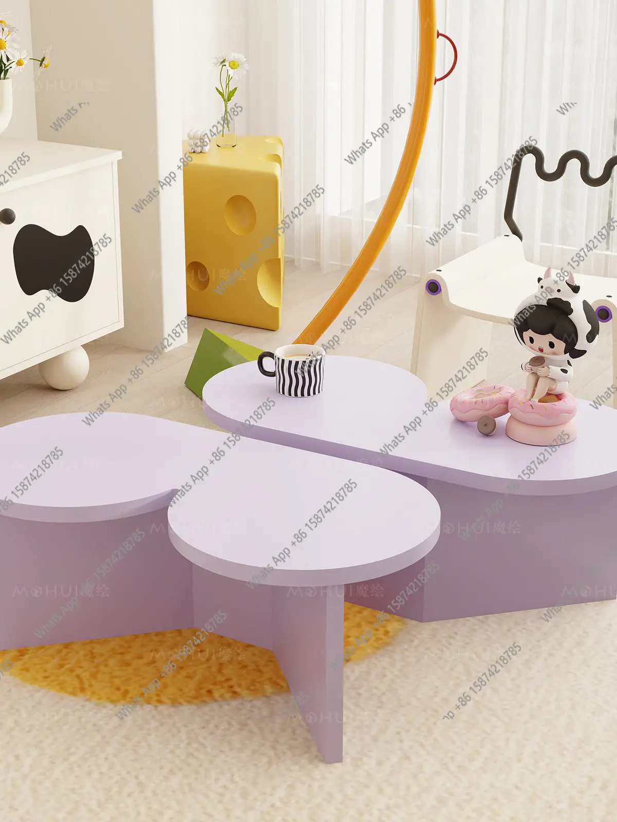 Flower coffee table combination living room household low table writing desk corner few household