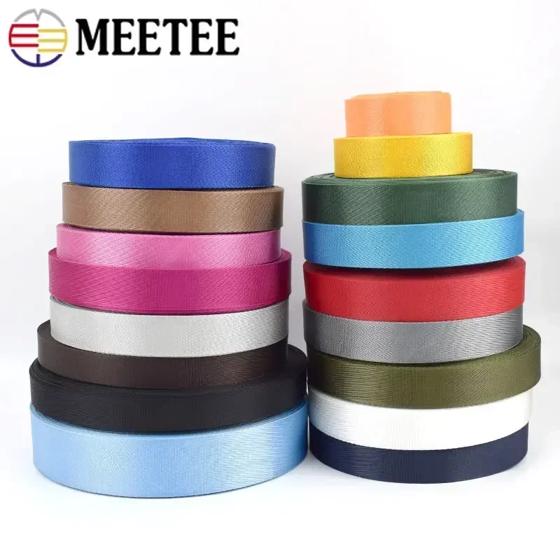 8Meters 20/25/32/38/50mm Webbings Tapes 0.7mm Thick Ribbon Band Backpack Knapsack Bias Binding Seat Belt DIY Sewing Accessories