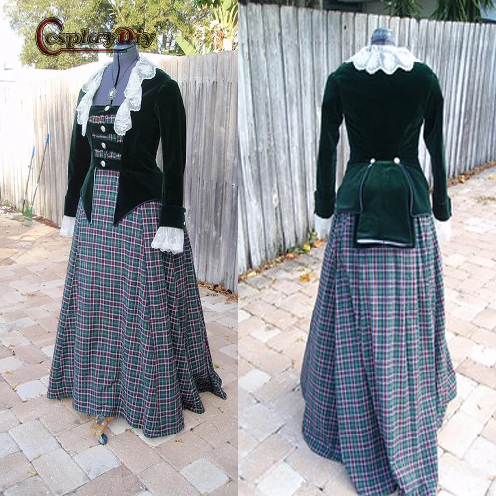 

Victorian Velvet Top Plaid Christmas Dress Women's Historical Victorian Bustle Dress Ball Gown Vintage Party Dress