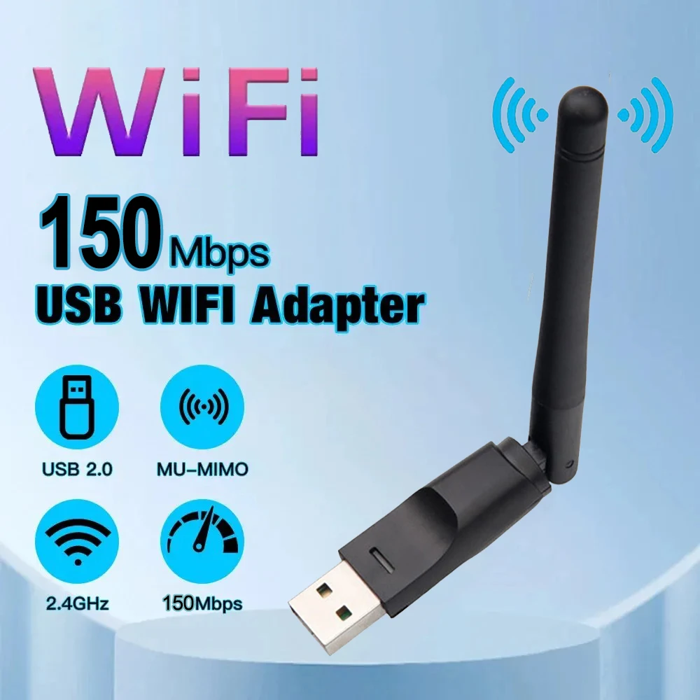 150Mbps Mini Wireless Wifi Adapter 5dBm Antenna USB Wifi Receiver 802.11 b/g/n USB Lan Dongle MT7601 RTL8188 Network Card For PC