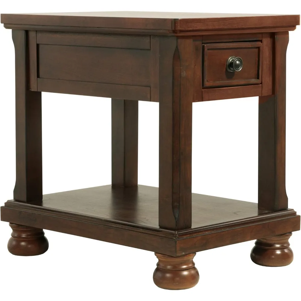 Porter Traditional Hand-Finished Rectangular Chair Side End Table, Dark Brown