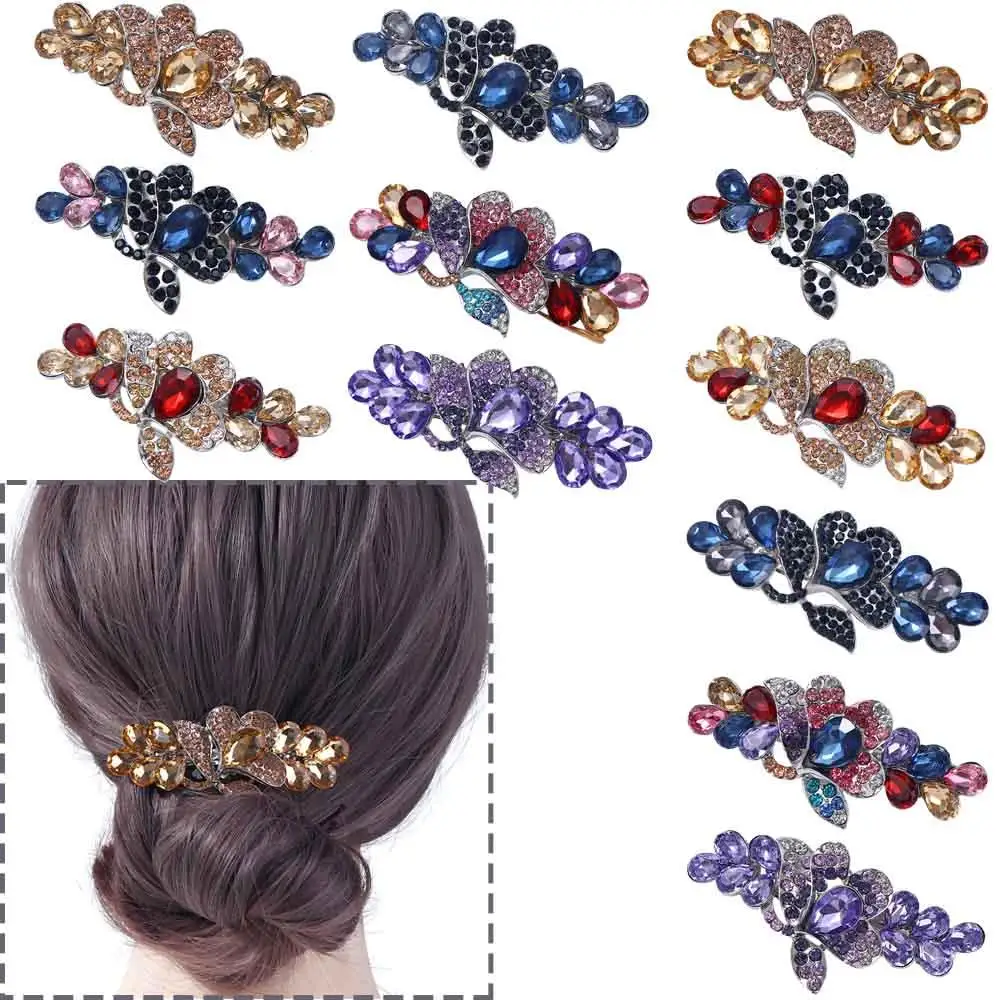 Elegant Geometric Ponytail Holder Headwear Crystal For Girls Spring Clips Korean Barrettes Hairpins Women Hair Clips