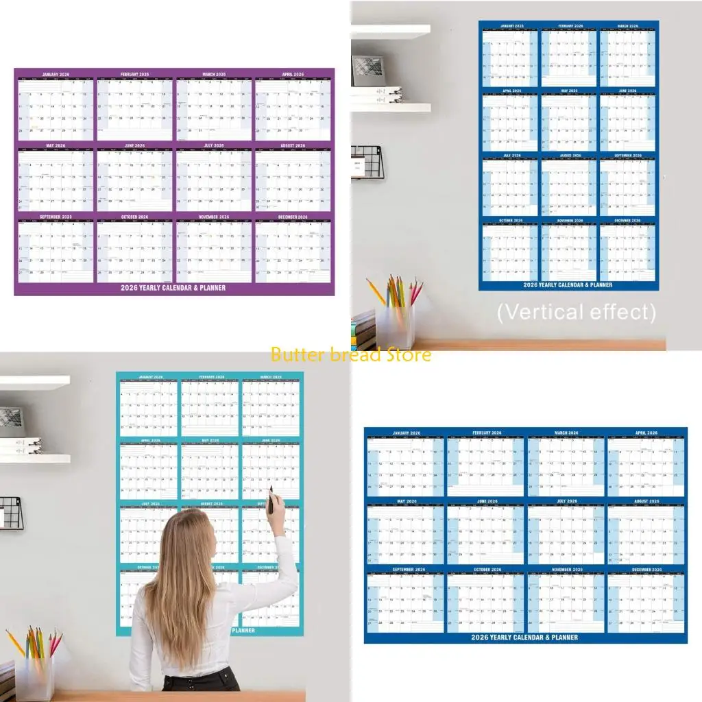 W89C 2026 Yearly Wall Planner For English Reading Improvement Office School Use Safe