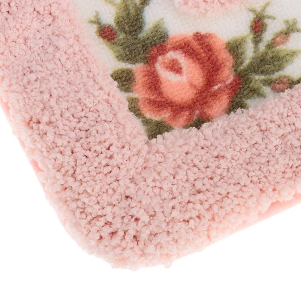 1 Pcs New Pink Pink Rug Non-Skid Microfiber Bathroom Rugs 16*24Inch Absorbent Flower Rug Bedroom