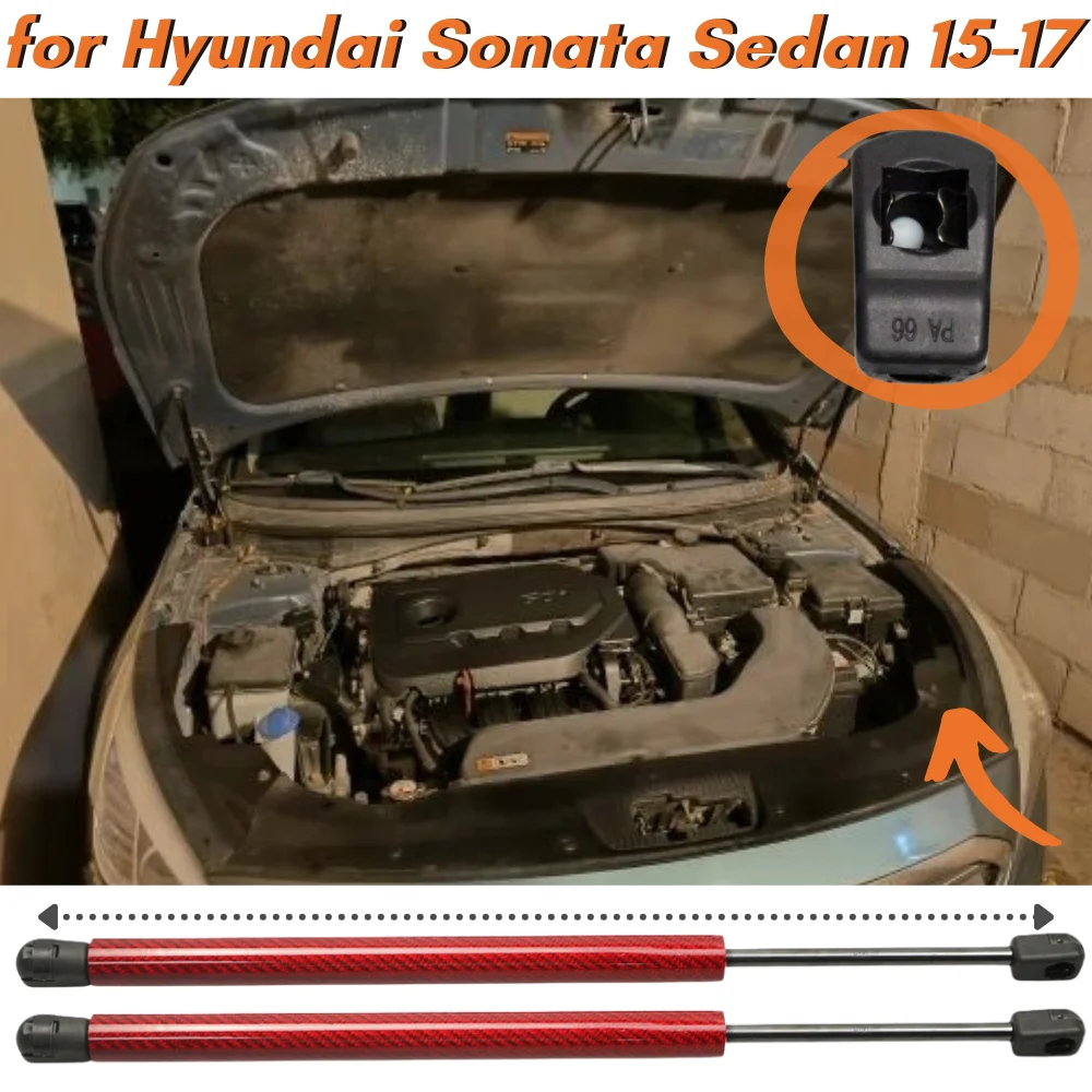 Qty(2) Hood Struts for Hyundai Sonata Sedan 2015 2016 2017 81161C1000 Front Bonnet Lift Supports Gas Spring Shock Absorber