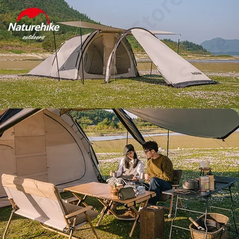 Naturehike 4-6 Persons Tunnel Tent Camping Large Space Portable 150D Oxford Cloth With Snow Skirt Hall Outdoor Picnic Shelter