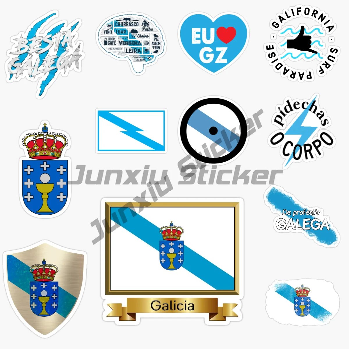 

Spain GALICIA Car Stickers PVC Vinyl Self-adhesive Truck Racing Car Laptop Moto Helmet Door Book Windows Decals Customizable