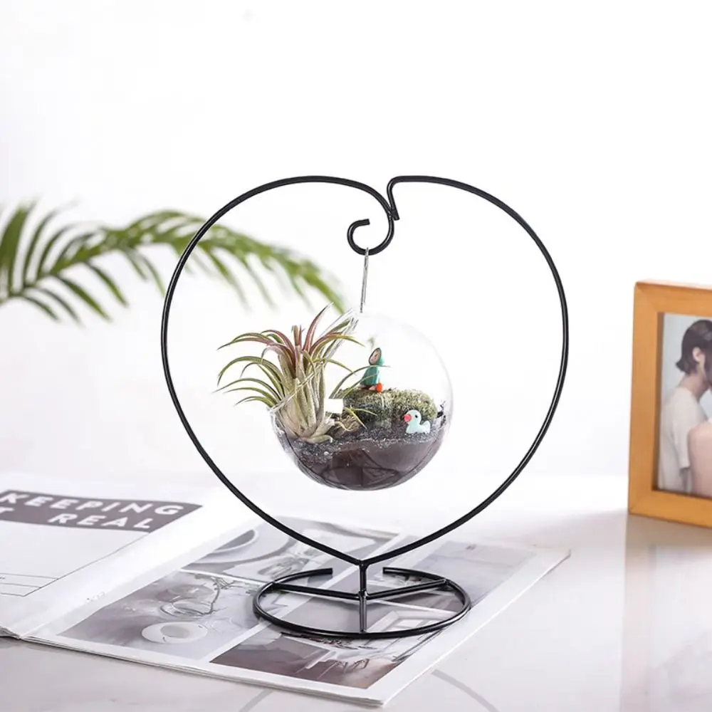 Double Hook Heart-shaped Flower Stand Heart-shaped Simple Iron Display Stand S-shaped Ecological Bottle Stand Micro-landscape