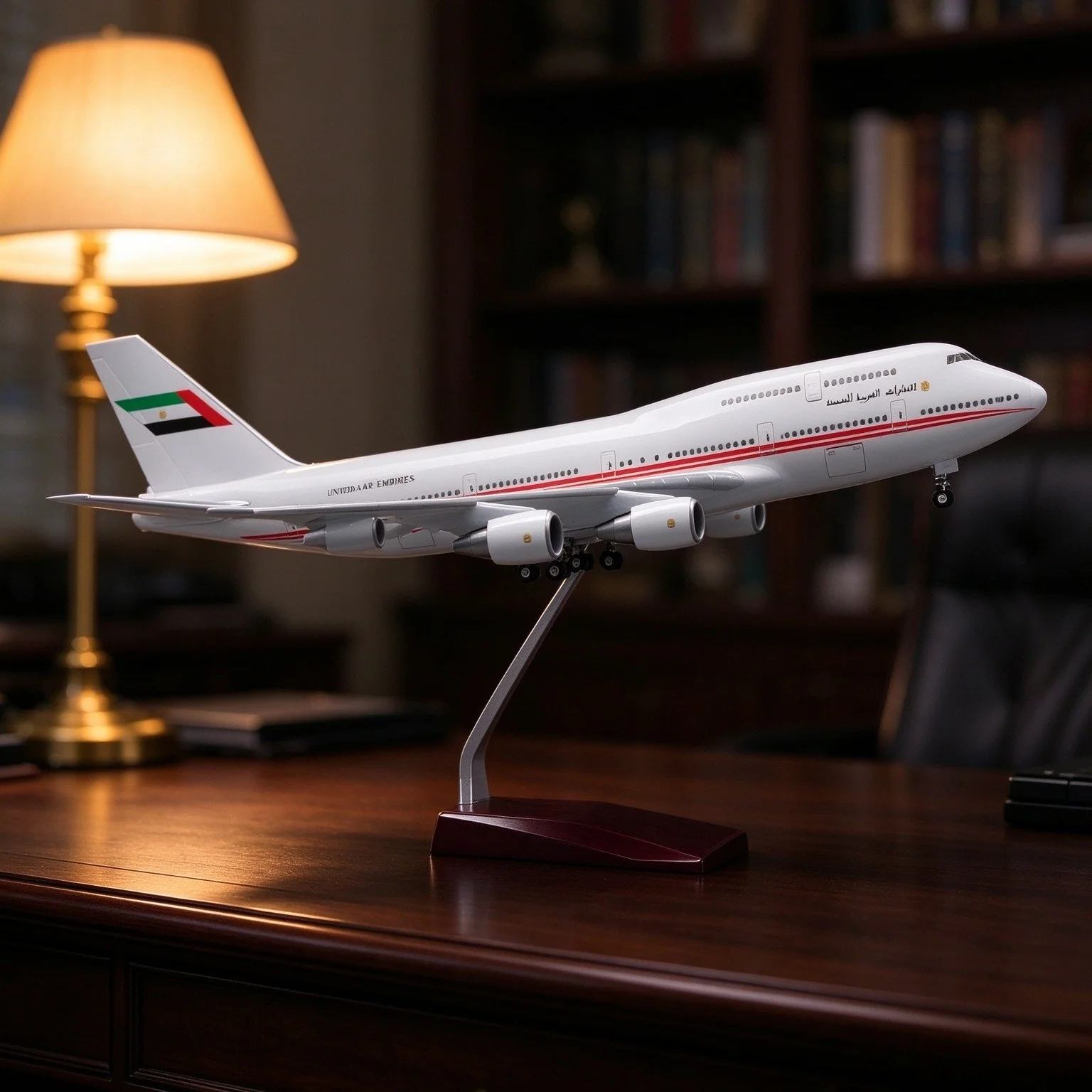 47cm Scale Airplanes Resin Diecast Emirates UAE Presidential B747 Model 1:150 Aircraft With Wheels Stand For Aviation Souvenir