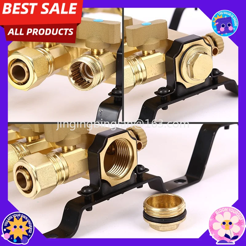 All-copper large-flow thickened floor heating water separator manufacturer Household geothermal floor water separator 32mm
