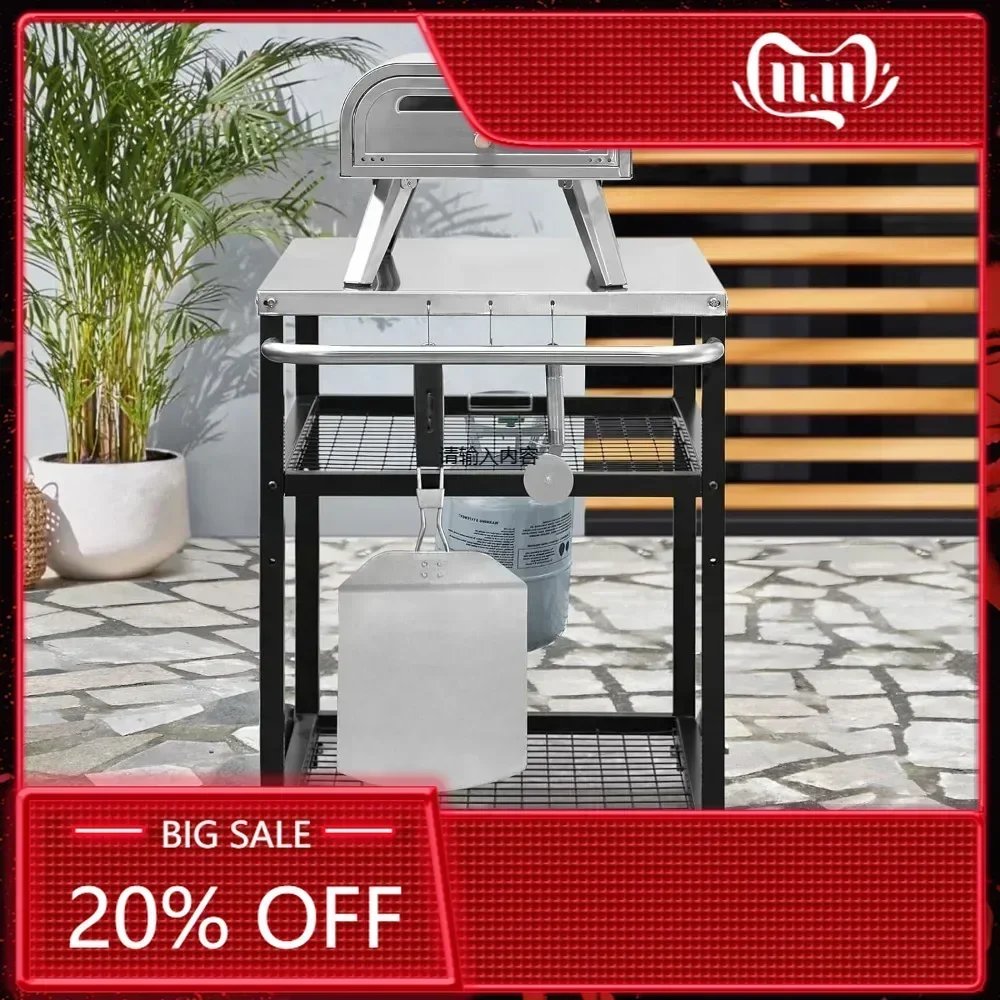 

Тележка-стол для пиццы из нержавеющей стали с тремя полками, передвижная, на колесах, для приготовления и подачи еды