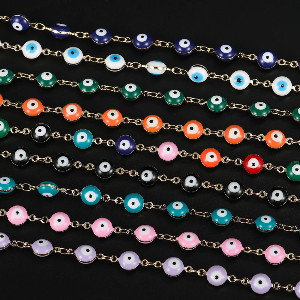 

1M 6mm Copper Evil Eye Beads Chain for Bracelets Necklace Ankles Jewelry Making DIY Accessories