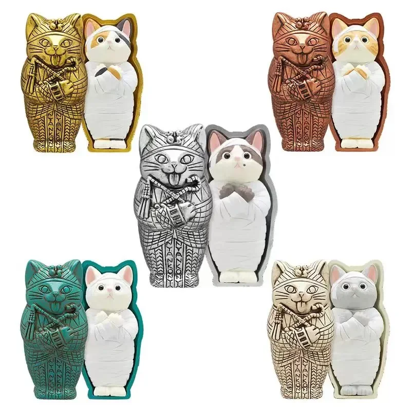 

Mofusand Egyptian Pharaoh Mummy Cat Dress-Up Doll Anime Action Figure - Halloween Themed Model Toy for Collectors