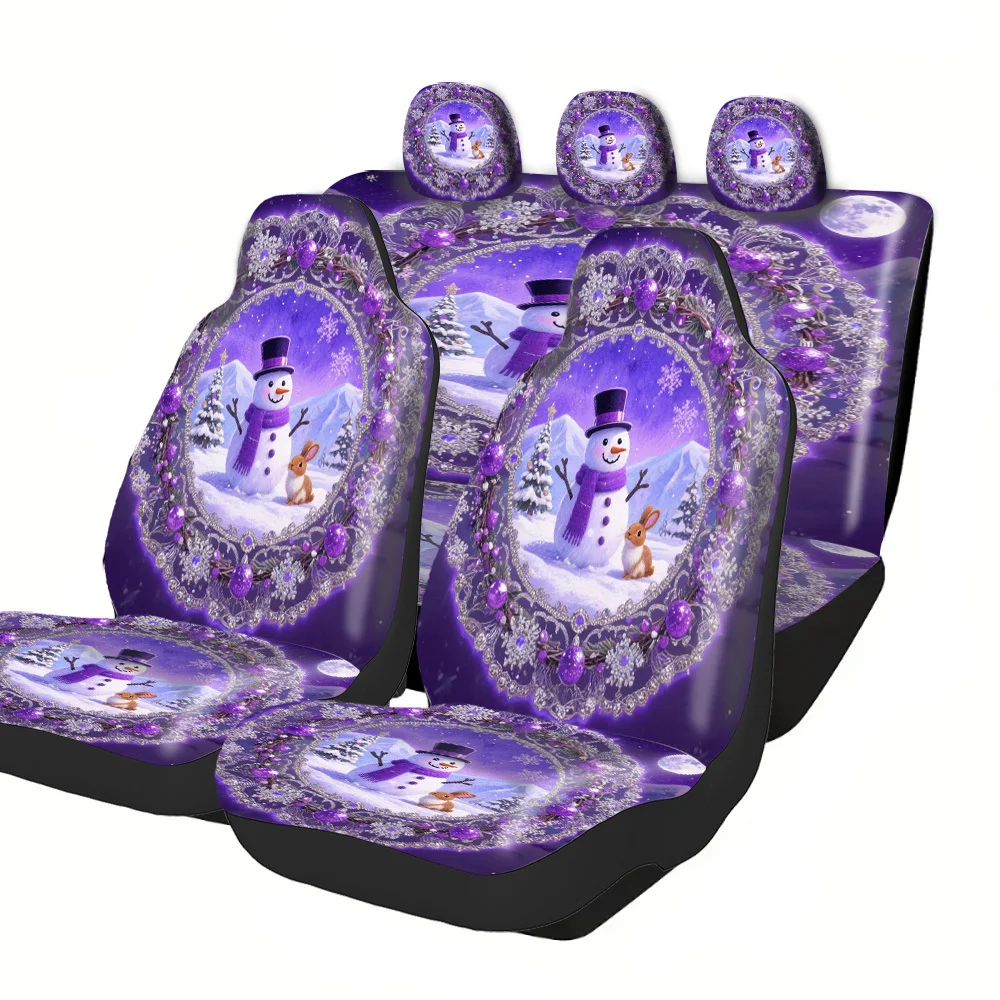 Stylish Car Covers Featuring Polyester Designs Of Snowmen And Rabbits, Ideal For Halloween, Christmas, New Year, And Easter Gift