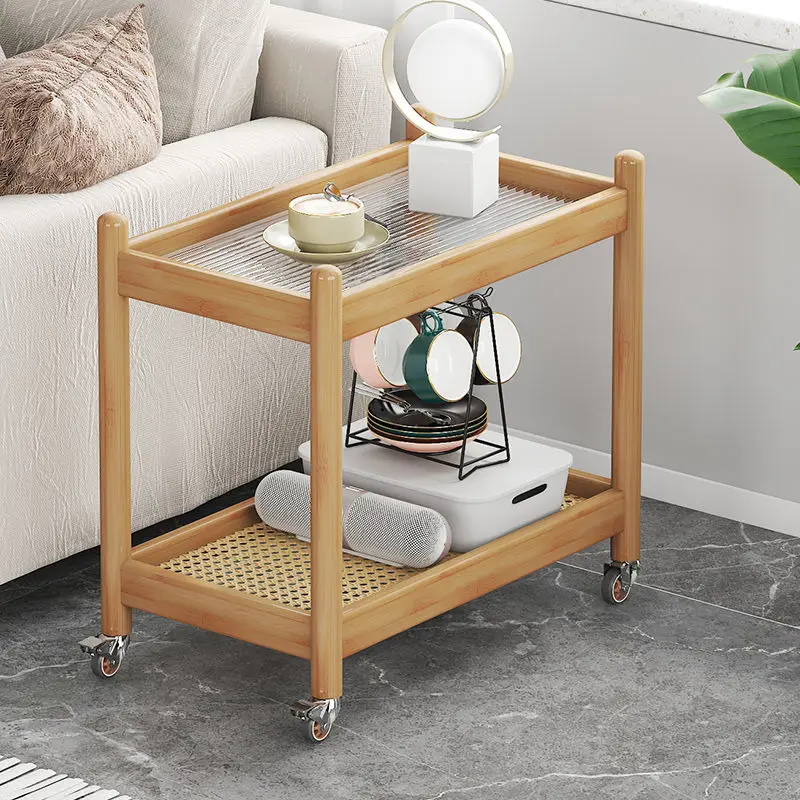 Trolley side table Portable 2-layer narrow table all-use bed living room sofa coffee table