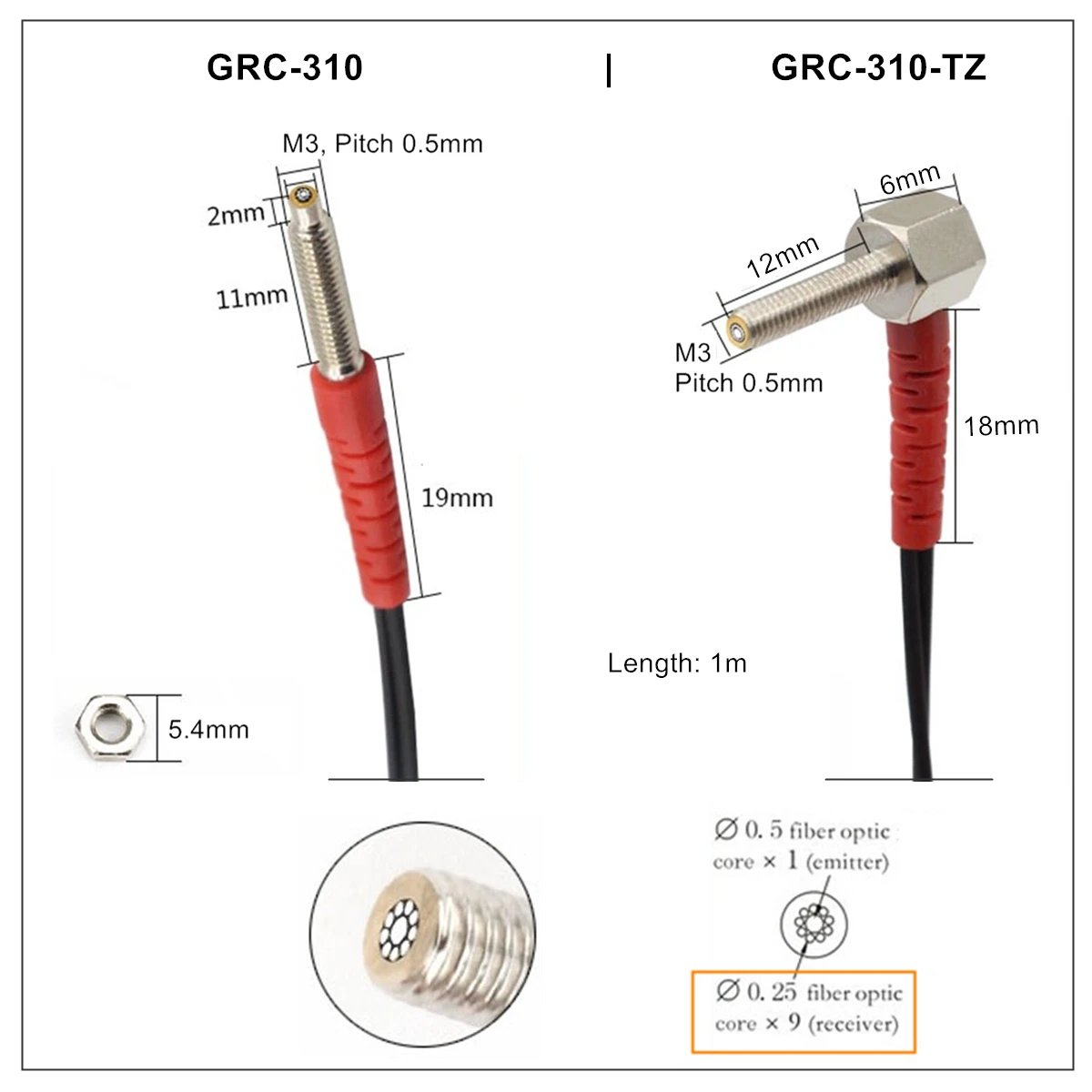 Coaxial Optical Fiber Sensor With Multiple Core for Photoelectric Switch Amplifier M3 M4 M6 Diffuse-Reflective Precise Detection