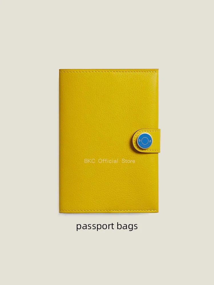 Enamel Clasp Passport HolderEVE Leather Handmade Waxed Thread Saddle Stitch Travel Wallet for Passport Ticket Document Organizer