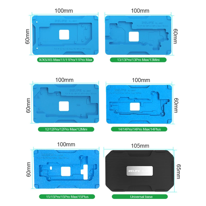 RELIFE RL-601T 22 in 1 Mid-Layer Planting Tin Template For iPhone X~11- 15 Pro Max Mini Motherboard BGA Reballing Stencil