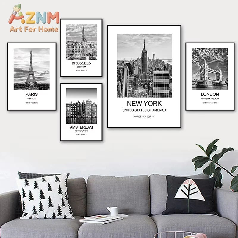 1 Stück, Stadtposter, New York, London, Paris, Wandkunst für Wohnzimmer, Bild an der Wand, Leinwand für Gemälde, Heimdekoration