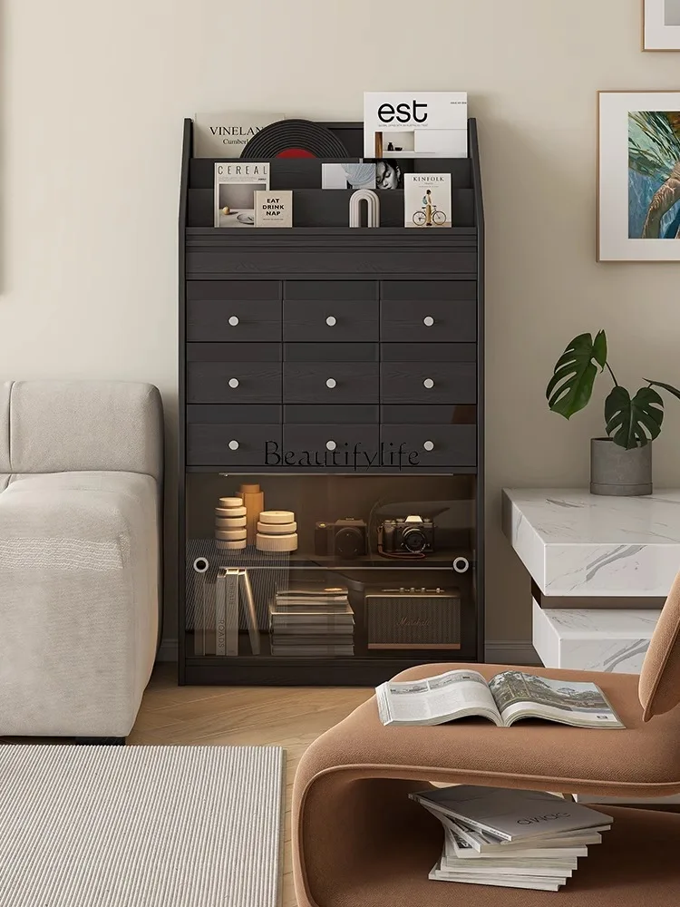 

Retro style bookcase Floor shelf Storage magazine cabinet