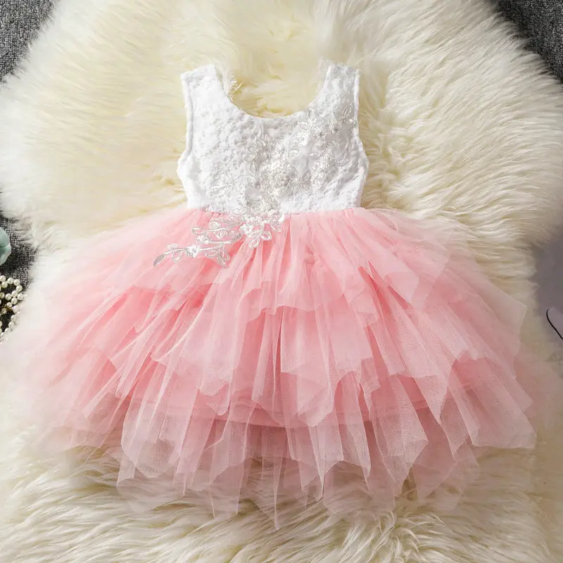 Baby Girl Dress for 1st Birthday Party Dresses Lace Cotton Baptism Vestido Infantil Tulle Wedding Dresses White Baptism Clothes